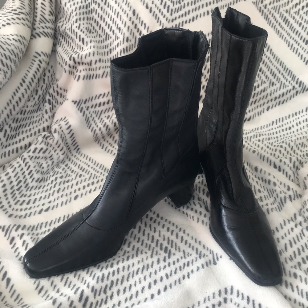 Black leather boots